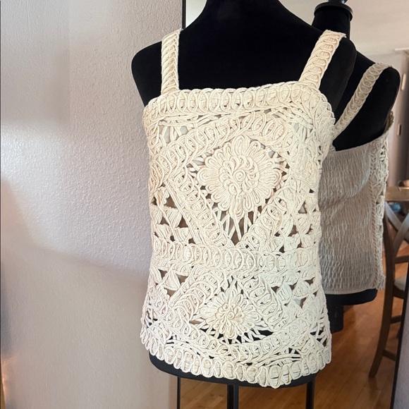 cliche Tops - Crochet Lace Square-Neck Camisole - Cream